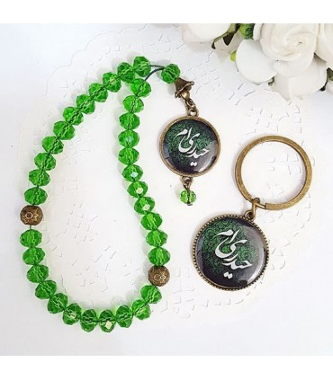 ست تسبیح 33 تایی و جاکلیدی رزینی