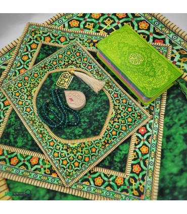 ست سجاده و کیف مخمل موعود (سبز)