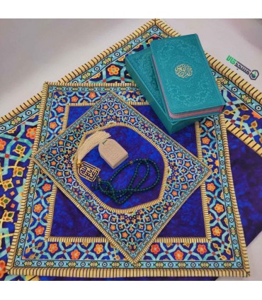 ست سجاده و کیف مخمل موعود (آبی)
