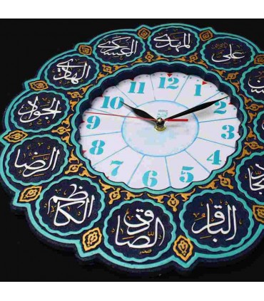 لوح نقش برجسته ساعت طرح دوازده امام علیهما السلام