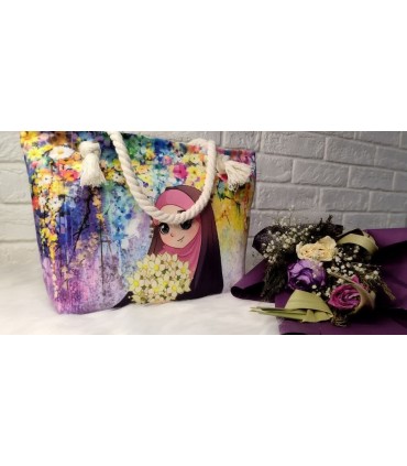 کیف مخمل دسته کنفی