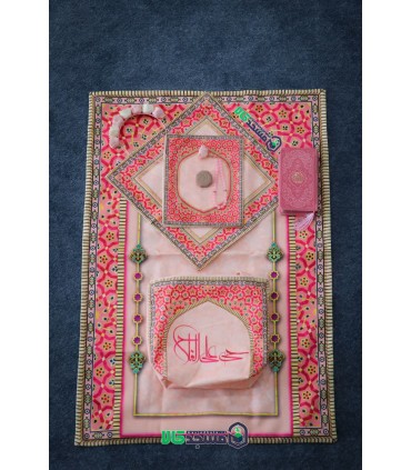 ست سجاده و کیف مخمل موعود (گلبهی)