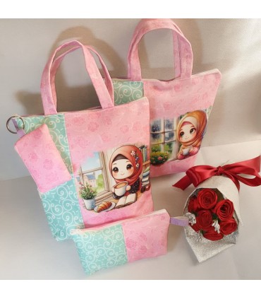 ست کیف سه تیکه مخمل دخترانه