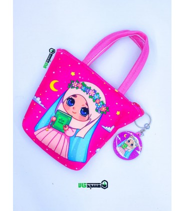 کیف دستی مخمل نقلی همراه جاکلیدی