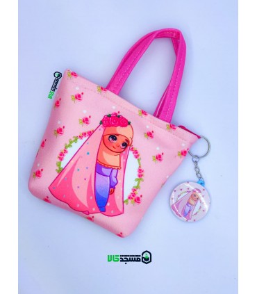 کیف دستی مخمل نقلی همراه جاکلیدی