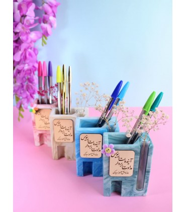 جاقلمی رومیزی با گلدان و متن سفارشی