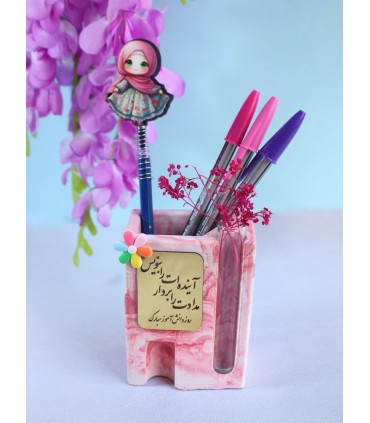 جاقلمی رومیزی با گلدان و متن سفارشی