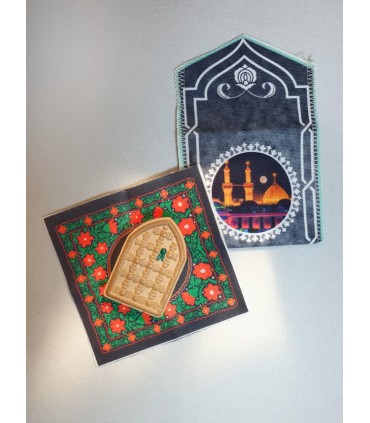 جانماز دو‌تکه مخملی دوردوزی‌شده