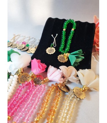 تسبیح کریستالی گلدار و مولتی دار