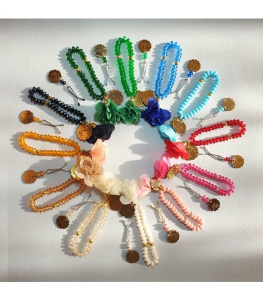 ست تسبیح گیره کریستالی گلدار مولتی دار