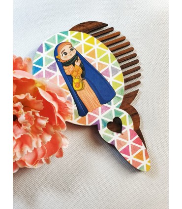 ست آینه و شانه چوبی دخترانه