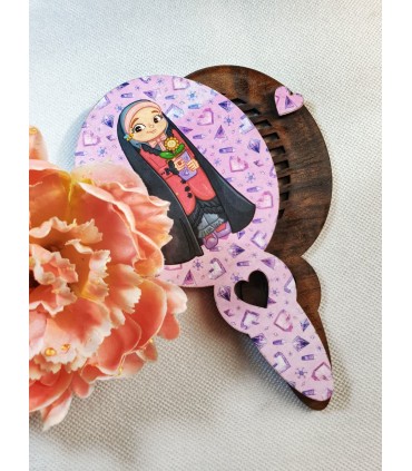 ست آینه و شانه چوبی دخترانه