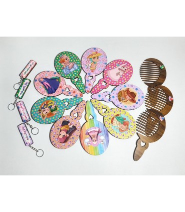 ست سرکلیدی دوطرفه به‌همراه آینه و شانه چوبی