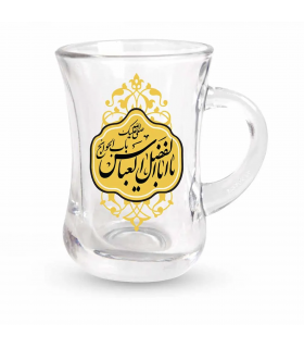 استکان کمر باریک دسته دار محرم یا اباالفضل العباس طلایی شش عددی کد 0417