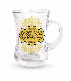 استکان کمر باریک دسته دار محرم یا زینب الکبری طلایی شش عددی کد 0315