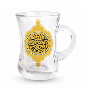 استکان کمر باریک دسته دار محرم یا رقیه بنت الحسین علیه السلام طلایی شش عددی کد 0482