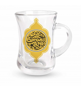استکان کمر باریک دسته دار محرم یا رقیه بنت الحسین علیه السلام طلایی شش عددی کد 0482