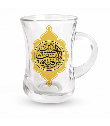 استکان کمر باریک دسته دار محرم یا رقیه بنت الحسین علیه السلام طلایی شش عددی کد 0482