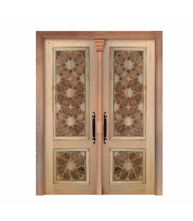 درب چوبی ورودی حرم ،مسجد، امامزاده سنتی صنایع چوب ساج مدل L8
