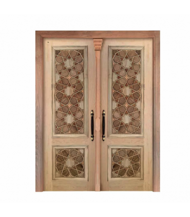 درب چوبی ورودی حرم ،مسجد، امامزاده سنتی صنایع چوب ساج مدل L8