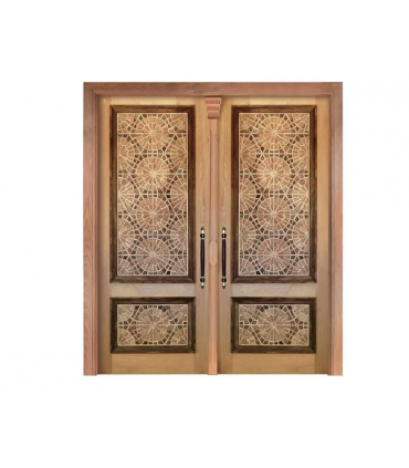 درب چوبی ورودی حسینیه ،مسجد، اماکن متبرکه سنتی صنایع چوب ساج مدل T12
