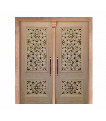 درب چوبی ورودی اماکن متبرکه ،مسجد صنایع چوب ساج مدل T10KH
