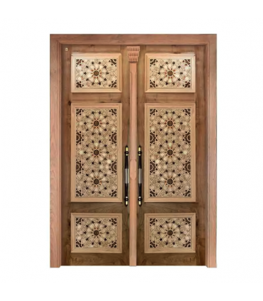 درب چوبی ورودی نمازخانه ،مسجد،اماکن متبرکه صنایع چوب ساج مدل TCG10