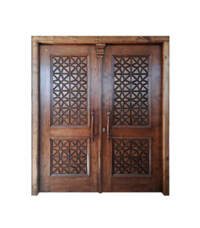 درب گره چینی چوبی ورودی اماکن زیارتی و مسجد سنتی صنایع چوب ساج مدل M5