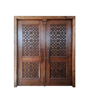 درب گره چینی چوبی ورودی اماکن زیارتی و مسجد سنتی صنایع چوب ساج مدل M5